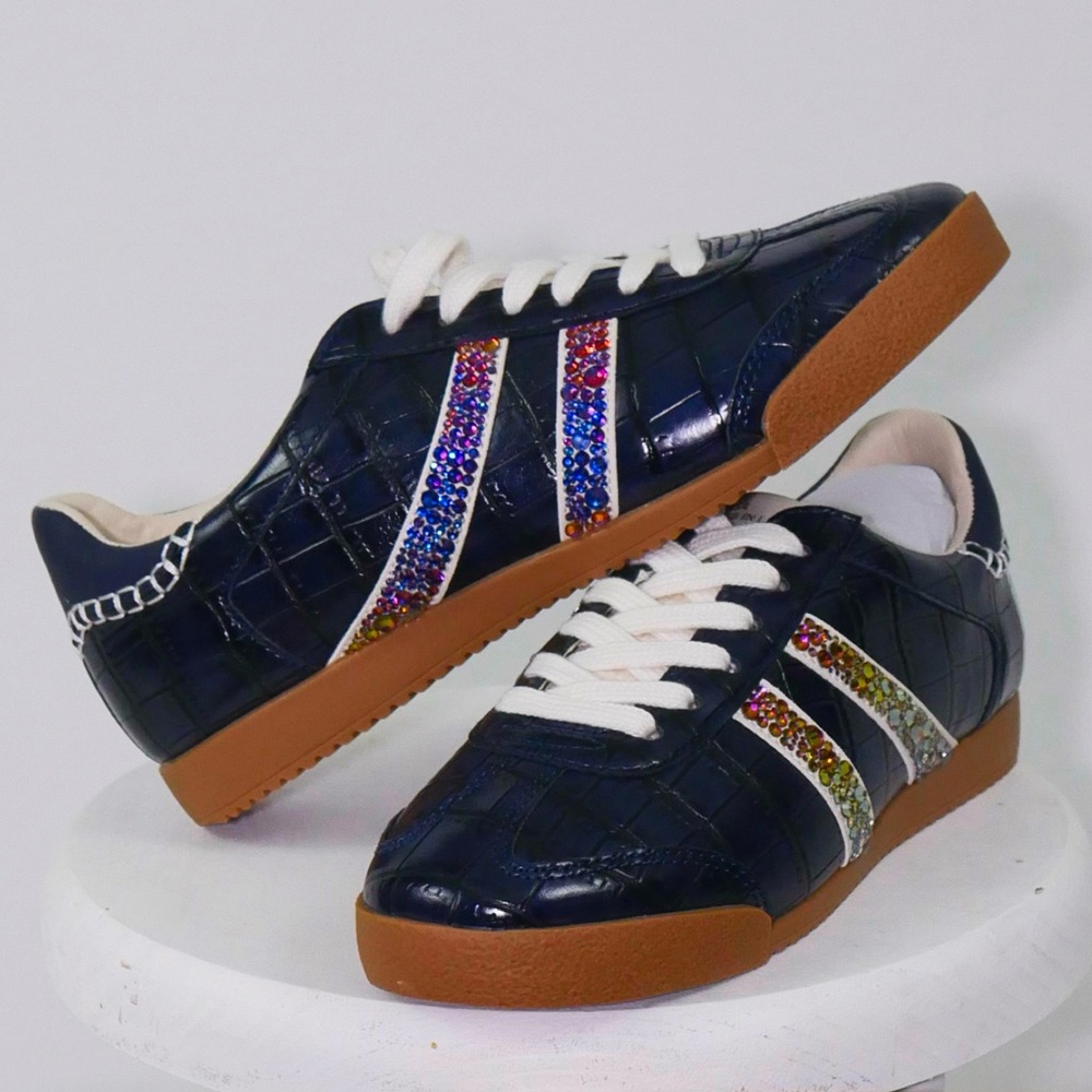 Steve Madden Navy Croco Sneakers with Custom *Bling* Accents NWT 7.5